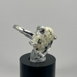 Brand New “Dalmatian Jasper” Stone Silver Ring